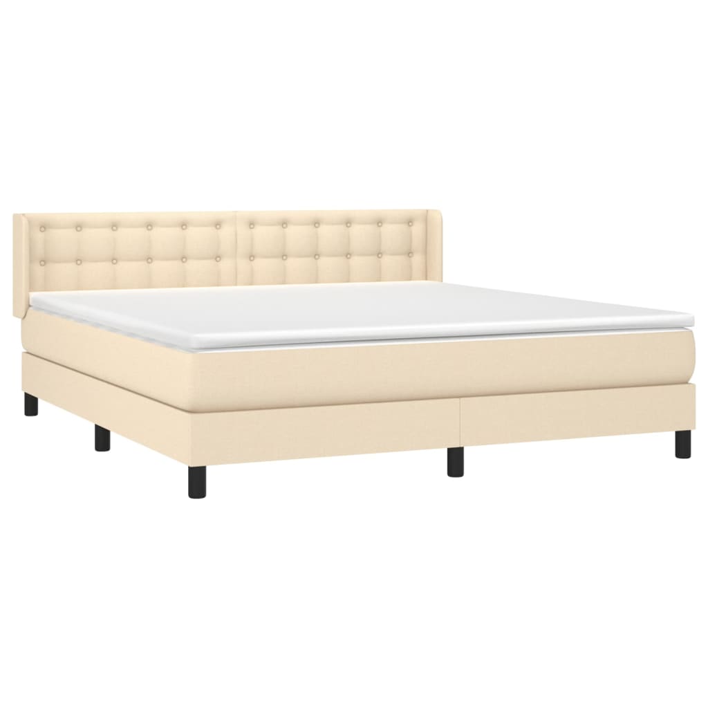 Giroletto a Molle con Materasso Crema 180x200 cm in Tessuto | homemem39