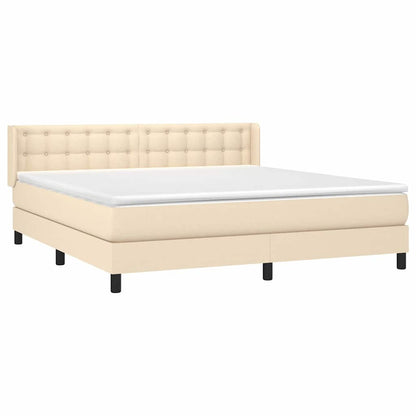 Giroletto a Molle con Materasso Crema 180x200 cm in Tessuto