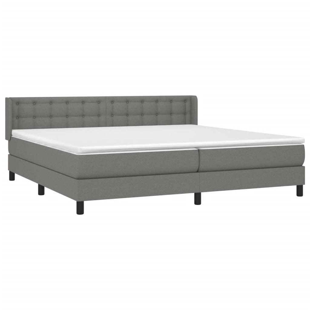 Giroletto a Molle con Materasso Grigio Scuro 200x200 cm Tessuto | homemem39