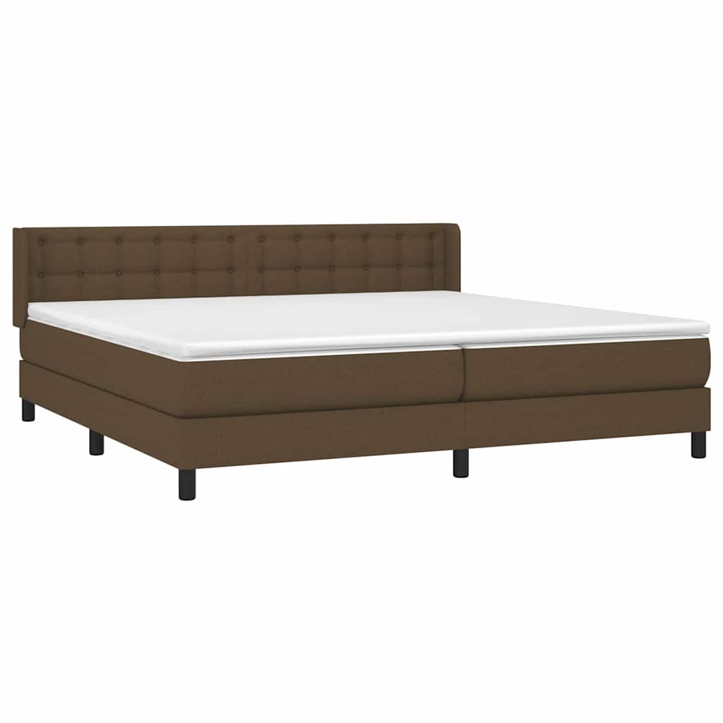 Giroletto a Molle con Materasso Marrone Scuro 200x200cm Tessuto