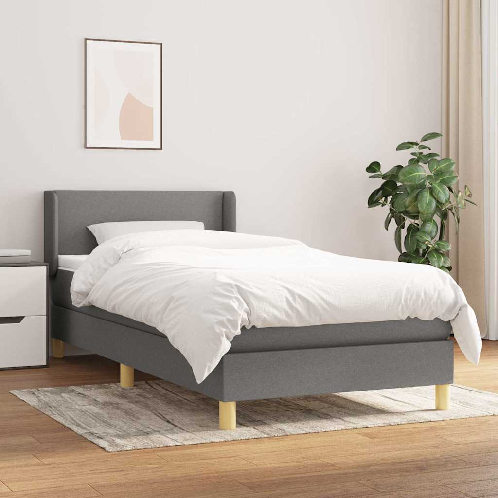Giroletto a Molle con Materasso Grigio Scuro 90x190 cm Tessuto