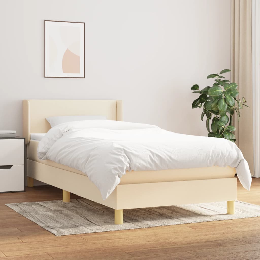 Giroletto a Molle con Materasso Crema 90x190 cm in Tessuto | homemem39
