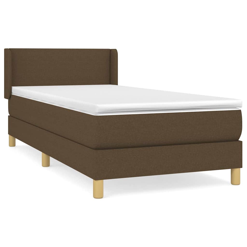 Giroletto a Molle con Materasso Marrone Scuro 90x200 cm Tessuto