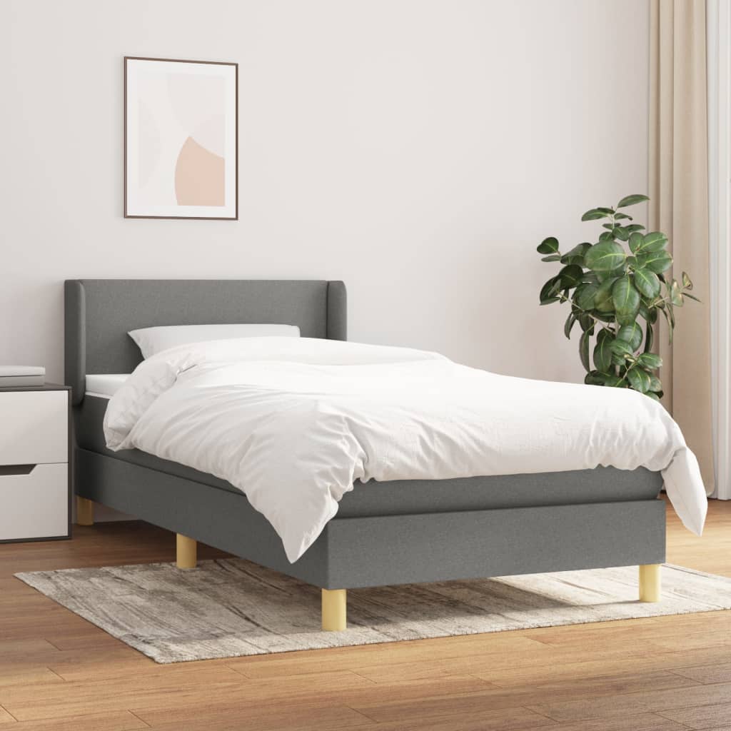 Giroletto a Molle con Materasso Grigio Scuro 100x200 cm Tessuto | homemem39