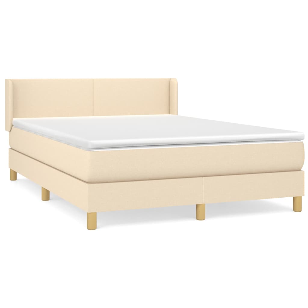 Giroletto a Molle con Materasso Crema 140x19 cm in Tessuto | homemem39