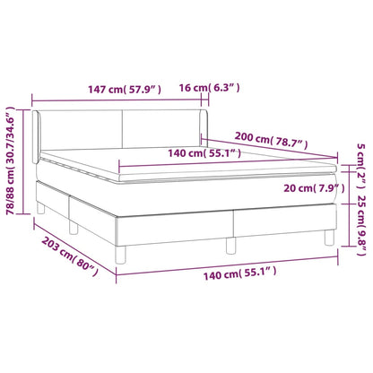 Giroletto a Molle con Materasso Nero 140x200 cm in Tessuto | homemem39