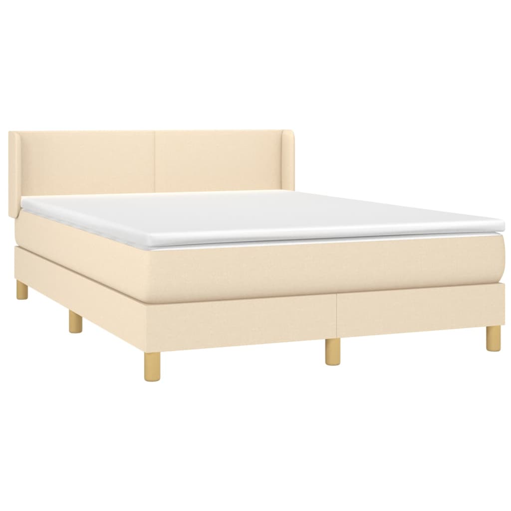 Giroletto a Molle con Materasso Crema 140x200 cm in Tessuto | homemem39