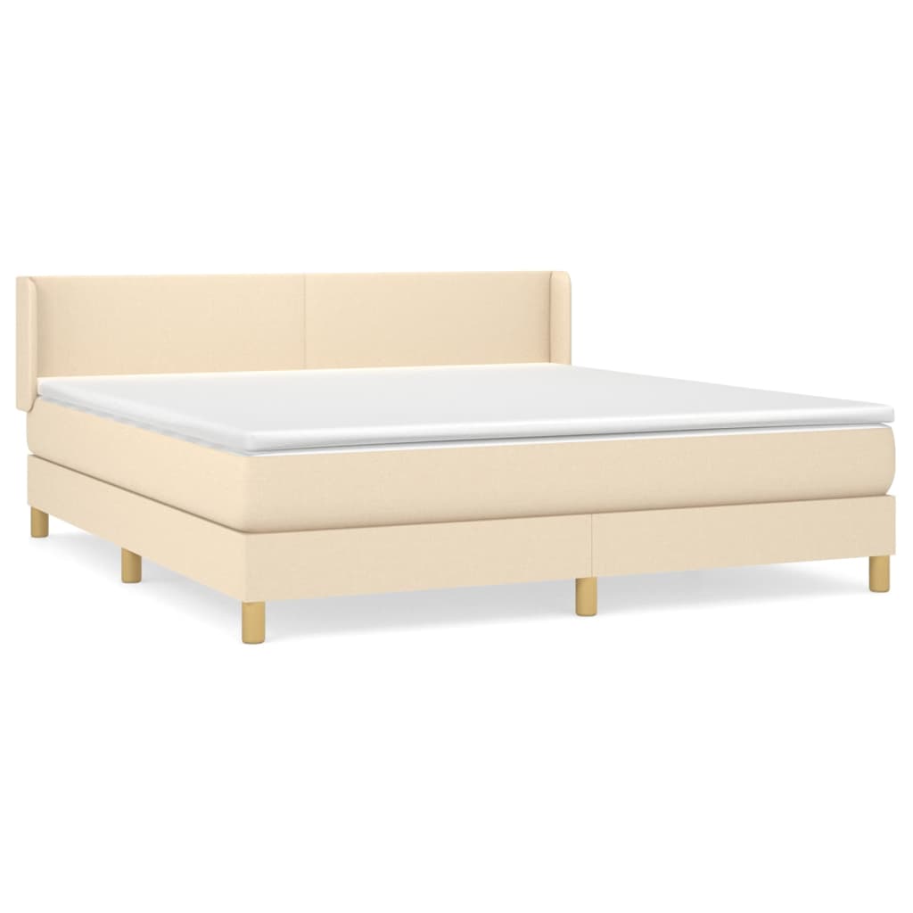 Giroletto a Molle con Materasso Crema 160x200 cm in Tessuto | homemem39