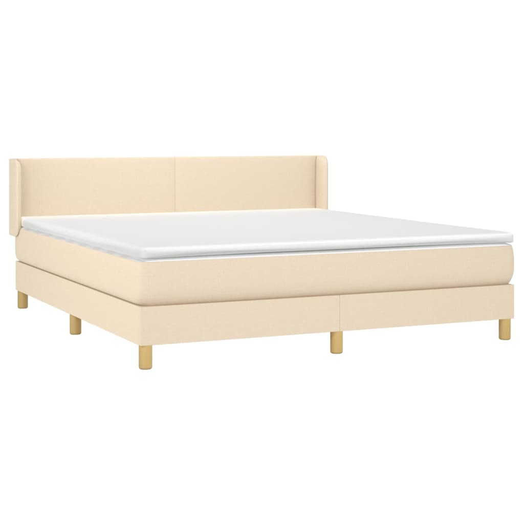 Giroletto a Molle con Materasso Crema 160x200 cm in Tessuto | homemem39