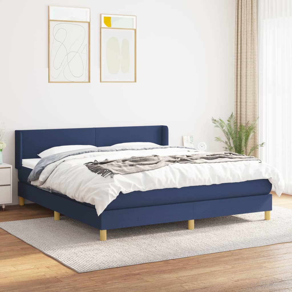 Giroletto a Molle con Materasso Blu 160x200 cm in Tessuto | homemem39