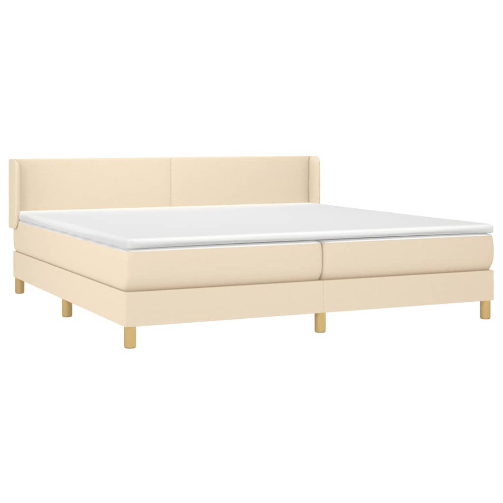 Giroletto a Molle con Materasso Crema 200x200 cm in Tessuto | homemem39
