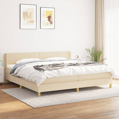 Giroletto a Molle con Materasso Crema 200x200 cm in Tessuto | homemem39