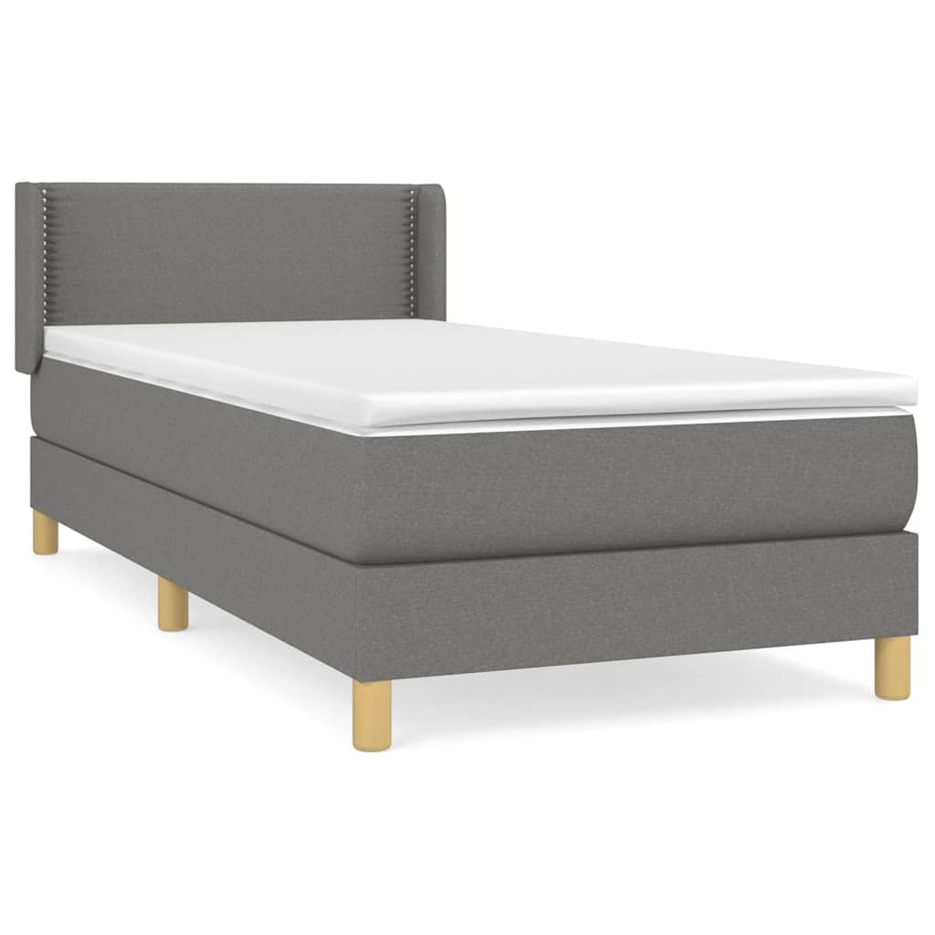 Giroletto a Molle con Materasso Grigio Scuro 80x200 cm Tessuto