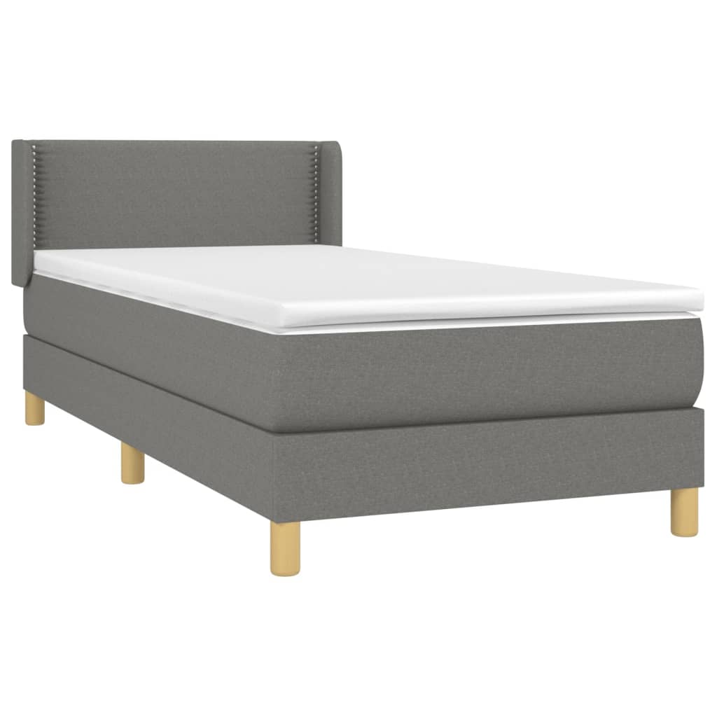 Giroletto a Molle con Materasso Grigio Scuro 90x200 cm Tessuto | homemem39