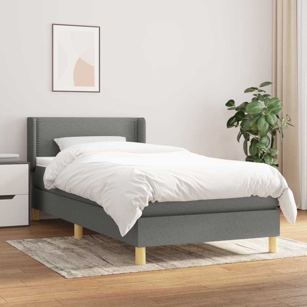 Giroletto a Molle con Materasso Grigio Scuro 90x200 cm Tessuto | homemem39