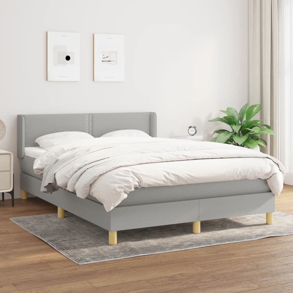 Giroletto a Molle con Materasso Grigio Chiaro 140x190cm Tessuto | homemem39