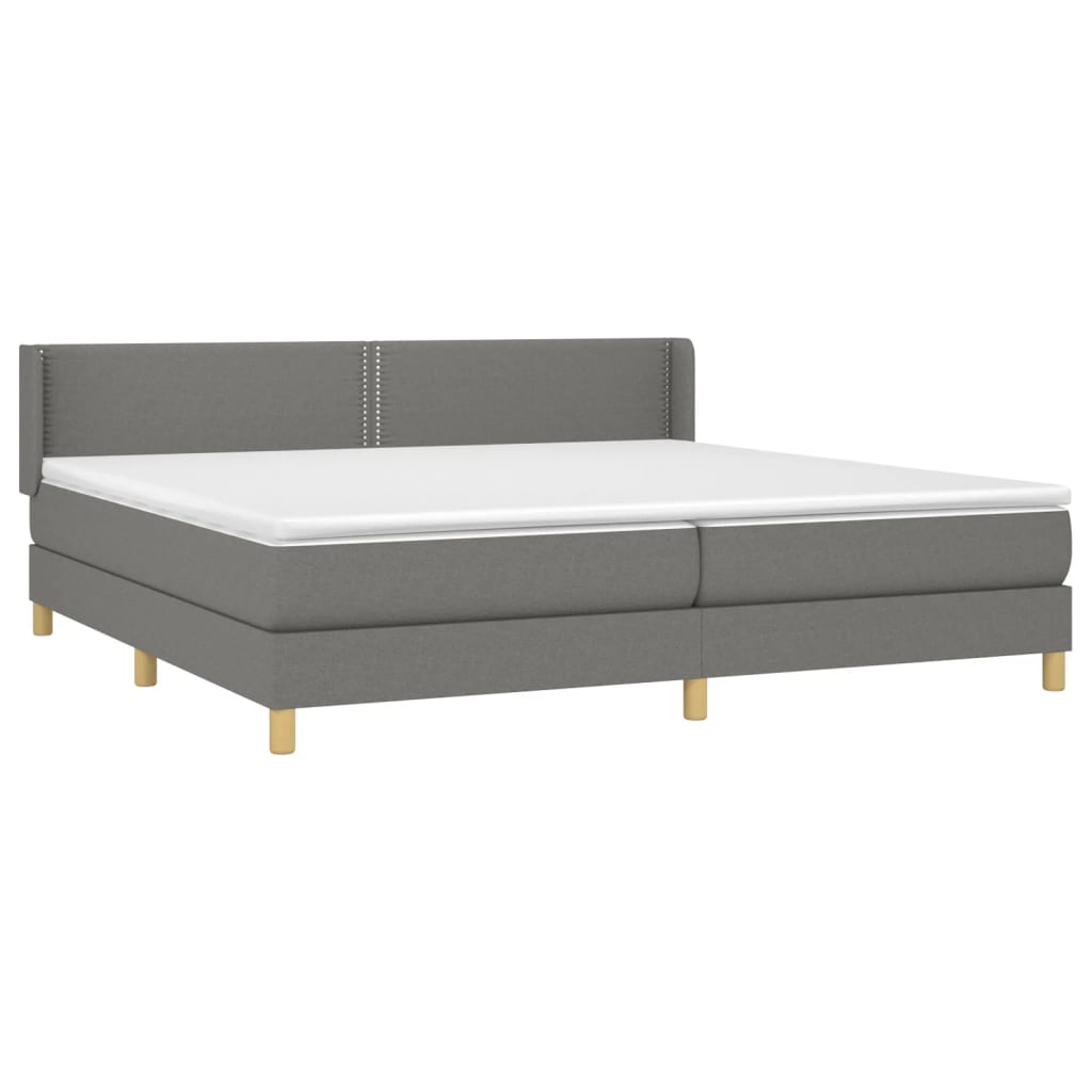 Giroletto a Molle con Materasso Grigio Scuro 200x200 cm Tessuto | homemem39