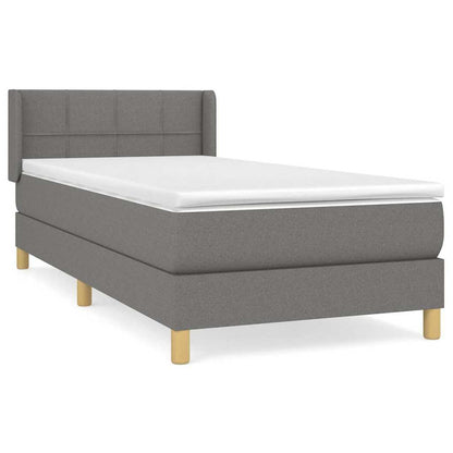 Giroletto a Molle con Materasso Grigio Scuro 100x200 cm Tessuto