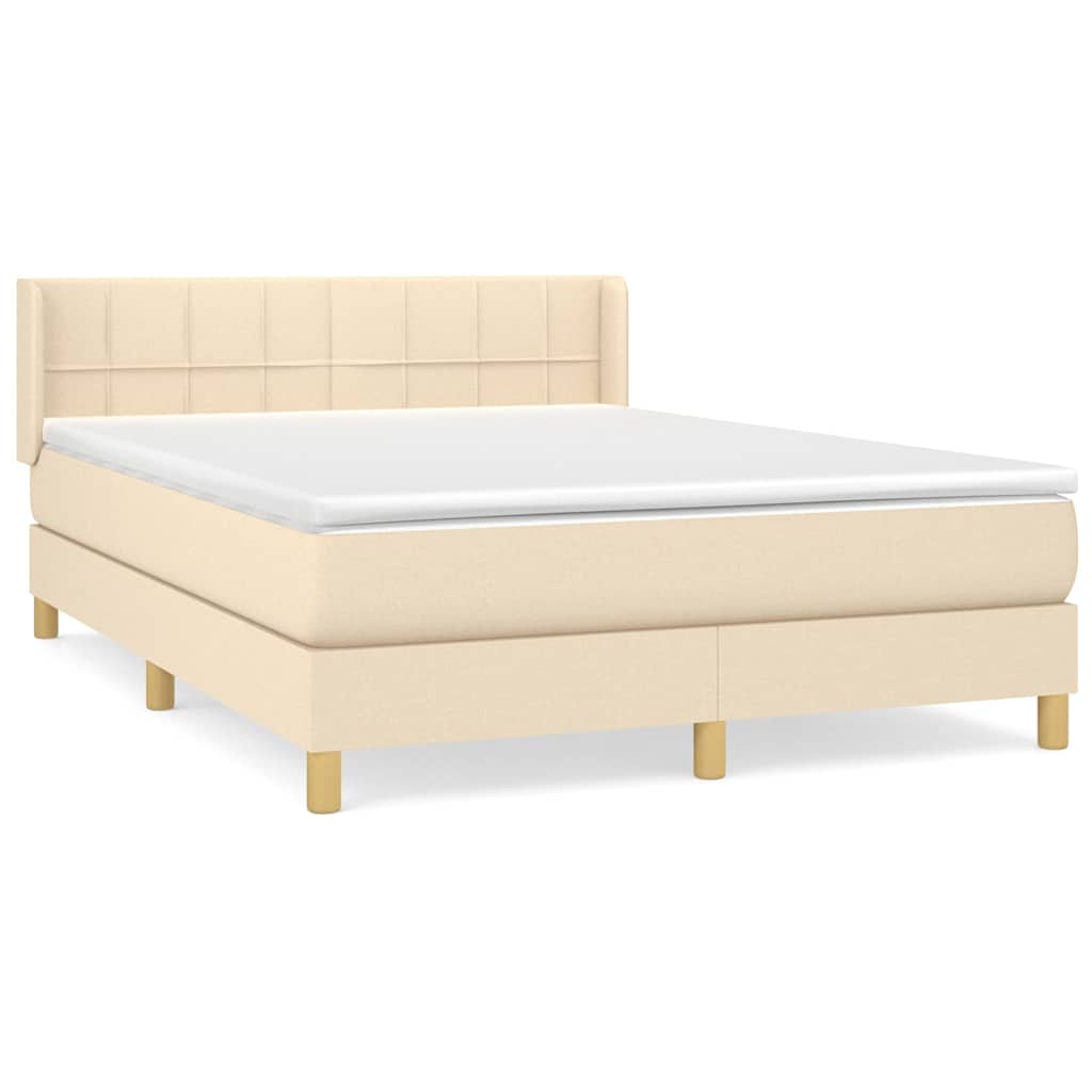 Giroletto a Molle con Materasso Crema 140x200 cm in Tessuto