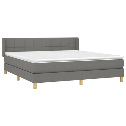 Spring Bed Frame with Dark Gray Mattress 160x200 cm Fabric