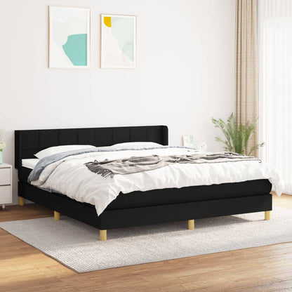 Giroletto a Molle con Materasso Nero 160x200 cm in Tessuto | homemem39