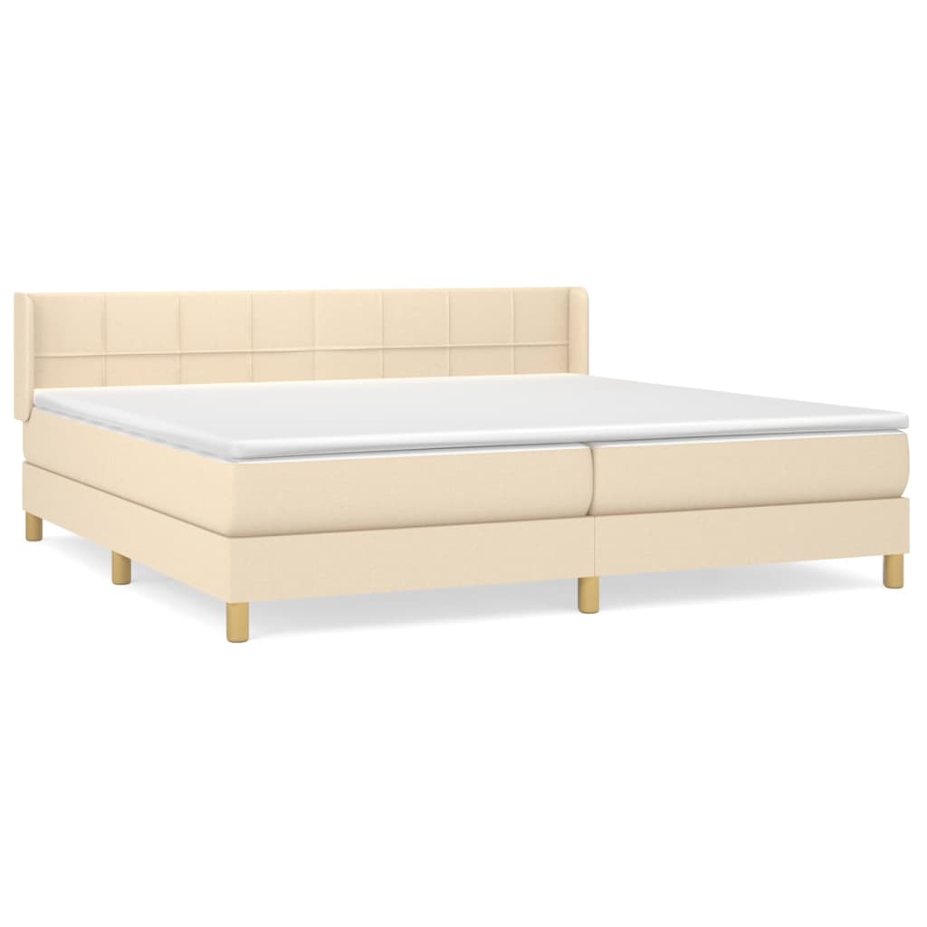 Giroletto a Molle con Materasso Crema 200x200 cm in Tessuto | homemem39