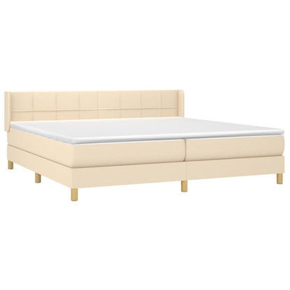 Giroletto a Molle con Materasso Crema 200x200 cm in Tessuto | homemem39