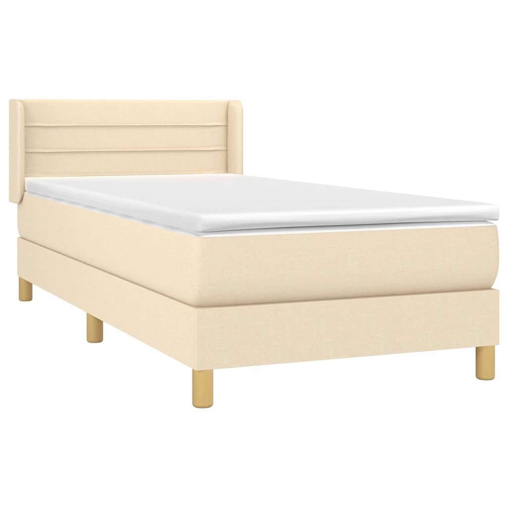 Giroletto a Molle con Materasso Crema 100x200 cm in Tessuto