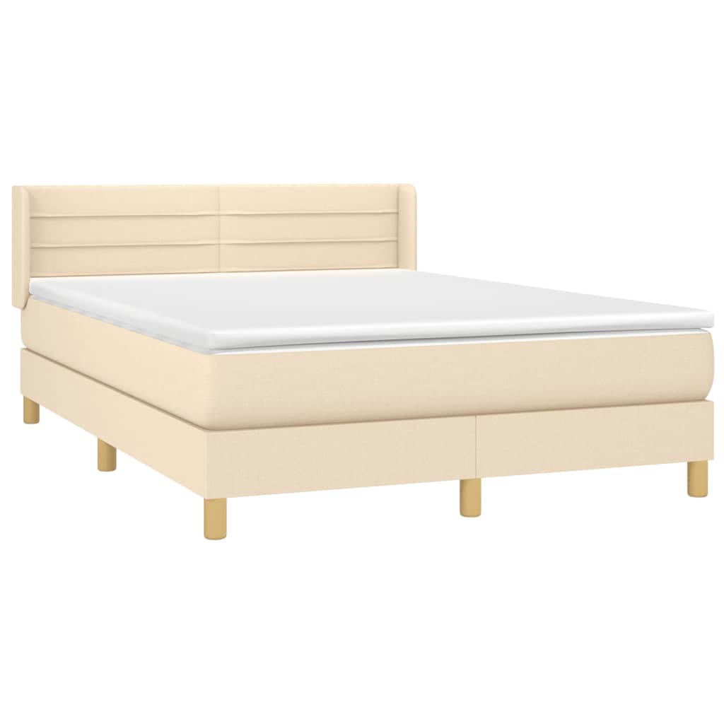 Giroletto a Molle con Materasso Crema 140x200 cm in Tessuto | homemem39