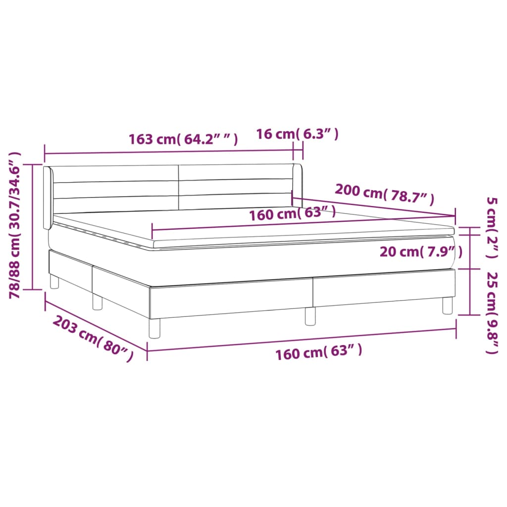 Giroletto a Molle con Materasso Grigio Chiaro160x200 cm Tessuto | homemem39