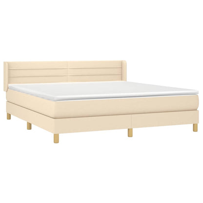 Giroletto a Molle con Materasso Crema 160x200 cm in Tessuto | homemem39