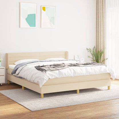 Giroletto a Molle con Materasso Crema 160x200 cm in Tessuto | homemem39
