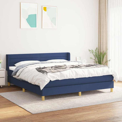 Giroletto a Molle con Materasso Blu 160x200 cm in Tessuto