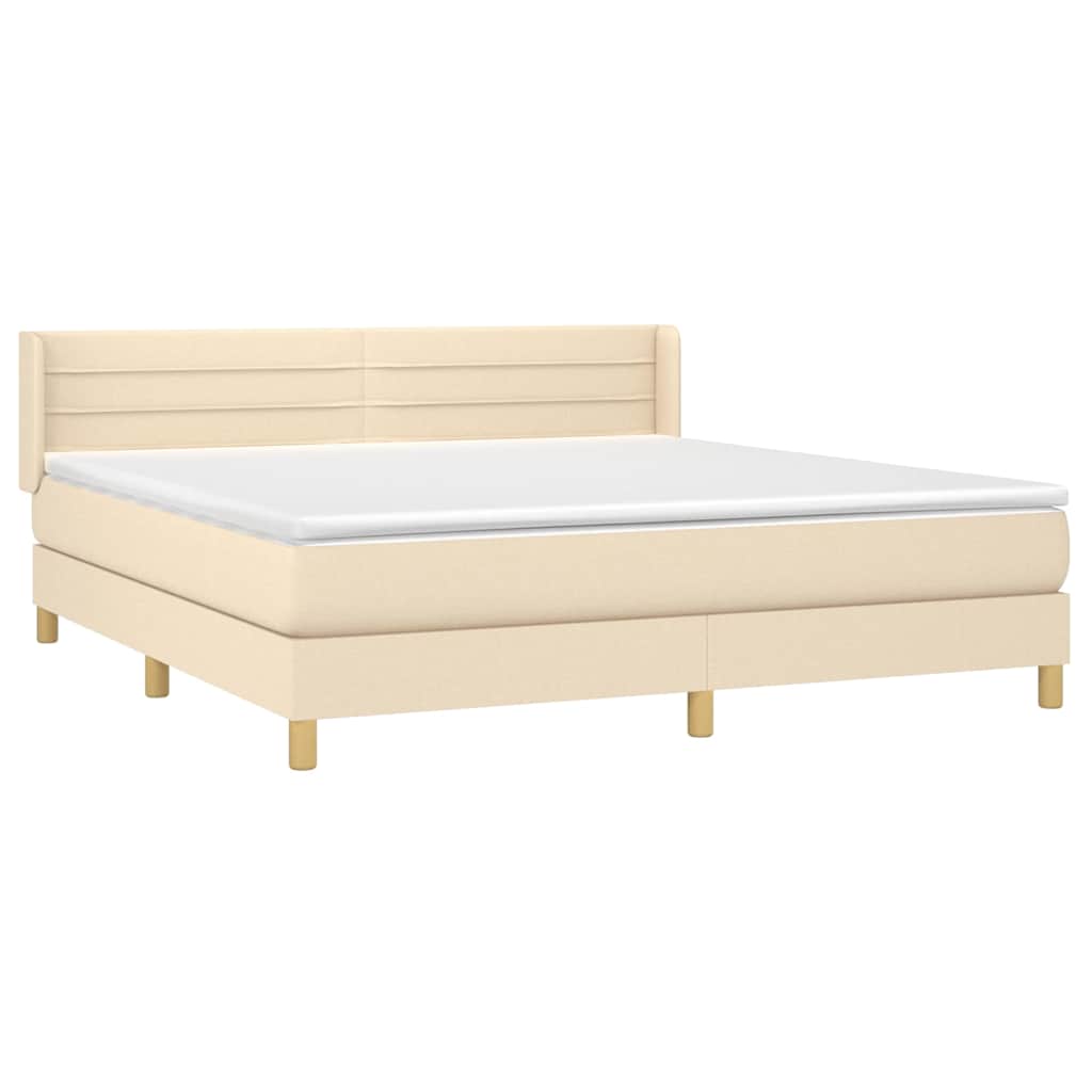 Giroletto a Molle con Materasso Crema 180x200 cm in Tessuto