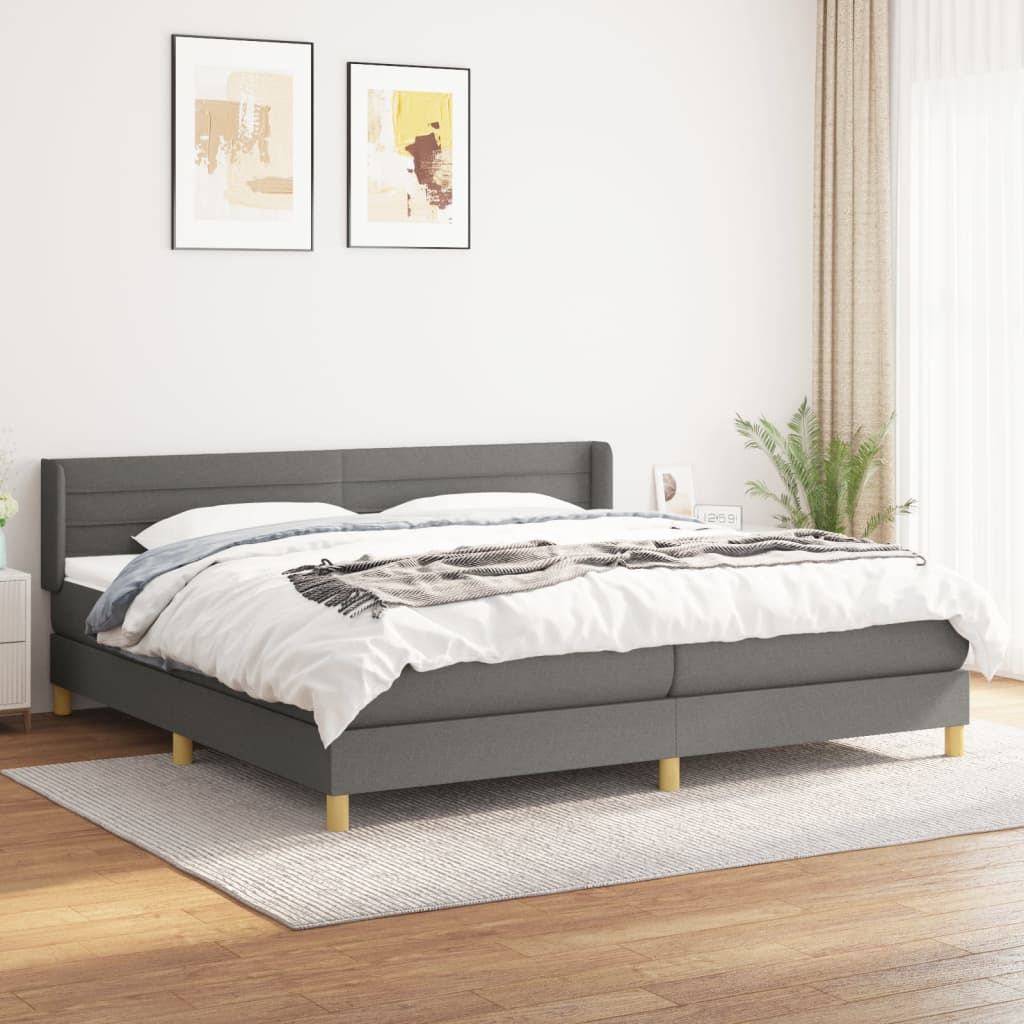 Giroletto a Molle con Materasso Grigio Scuro 200x200 cm Tessuto | homemem39