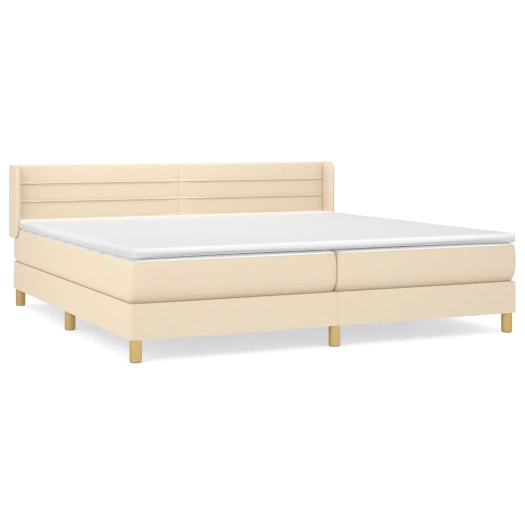 Giroletto a Molle con Materasso Crema 200x200 cm in Tessuto | homemem39