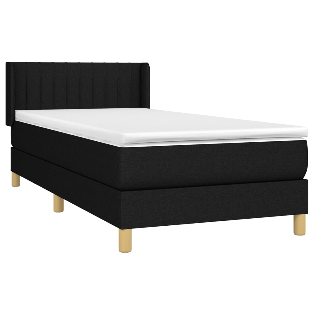 Giroletto a Molle con Materasso Nero 100x200 cm in Tessuto | homemem39