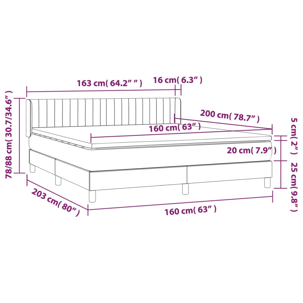 Giroletto a Molle con Materasso Blu 160x200 cm in Tessuto | homemem39
