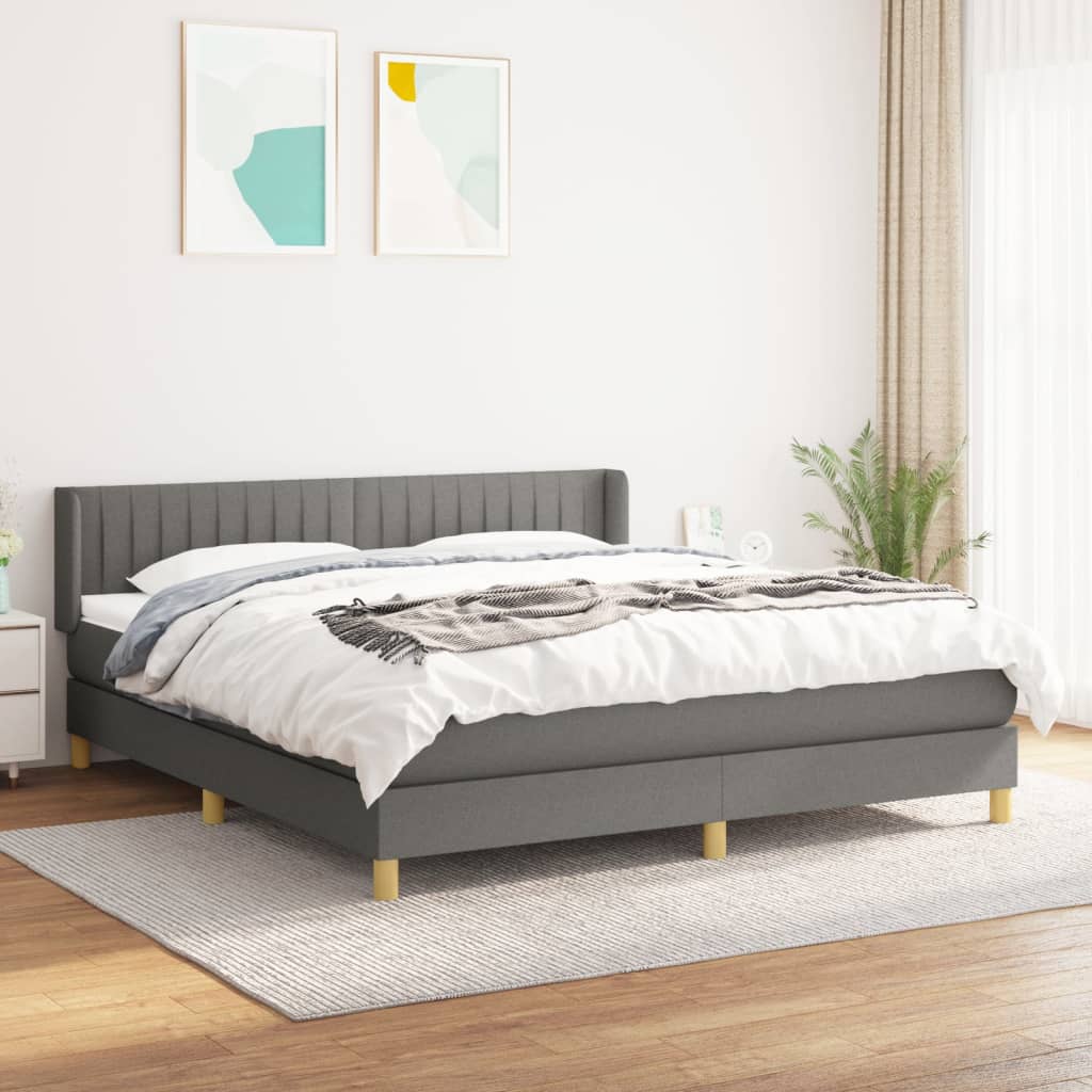 Giroletto a Molle con Materasso Grigio Scuro 180x200 cm Tessuto | homemem39