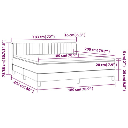 Giroletto a Molle con Materasso Marrone Scuro 180x200cm Tessuto