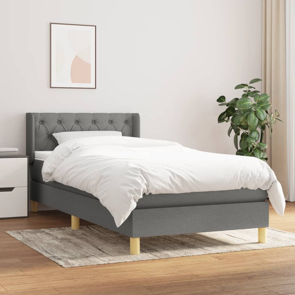 Giroletto a Molle con Materasso Grigio Scuro 80x200 cm Tessuto | homemem39
