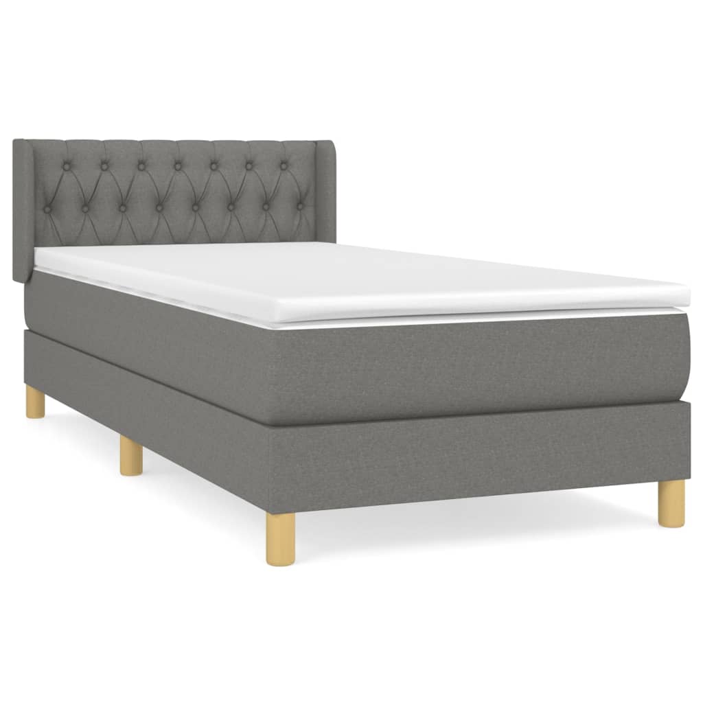 Giroletto a Molle con Materasso Grigio Scuro 90x200 cm Tessuto | homemem39