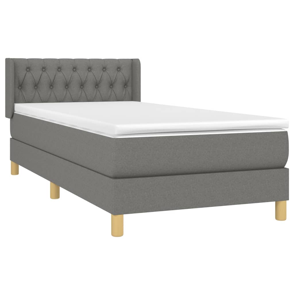 Giroletto a Molle con Materasso Grigio Scuro 90x200 cm Tessuto | homemem39