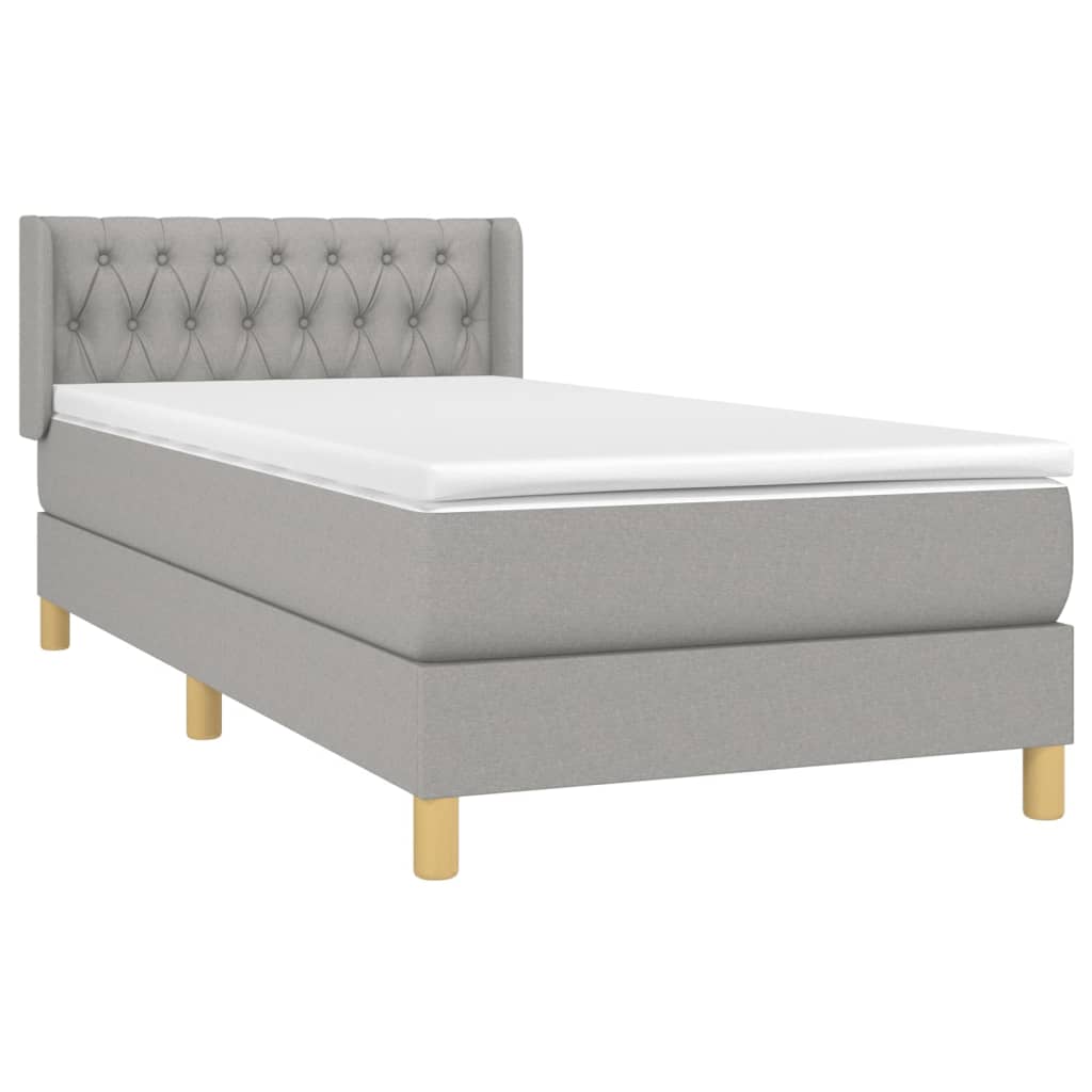 Giroletto a Molle con Materasso Grigio Chiaro100x200 cm Tessuto | homemem39