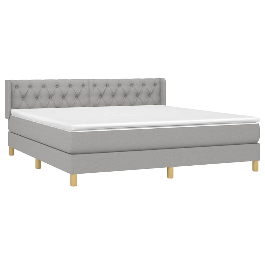 Giroletto a Molle con Materasso Grigio Chiaro160x200 cm Tessuto