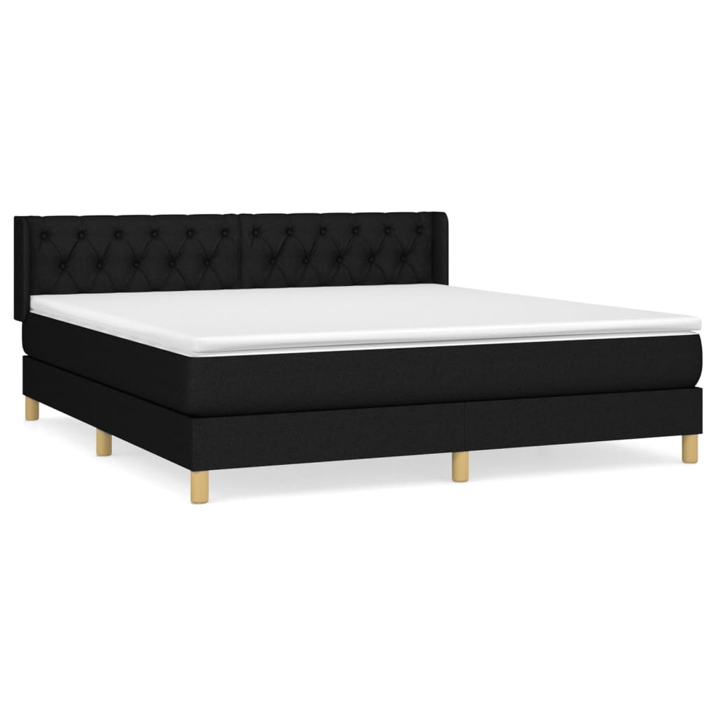 Giroletto a Molle con Materasso Nero 160x200 cm in Tessuto | homemem39