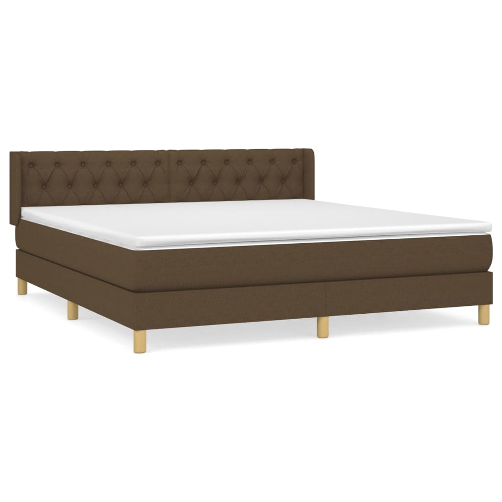 Giroletto a Molle con Materasso Marrone Scuro 160x200cm Tessuto | homemem39
