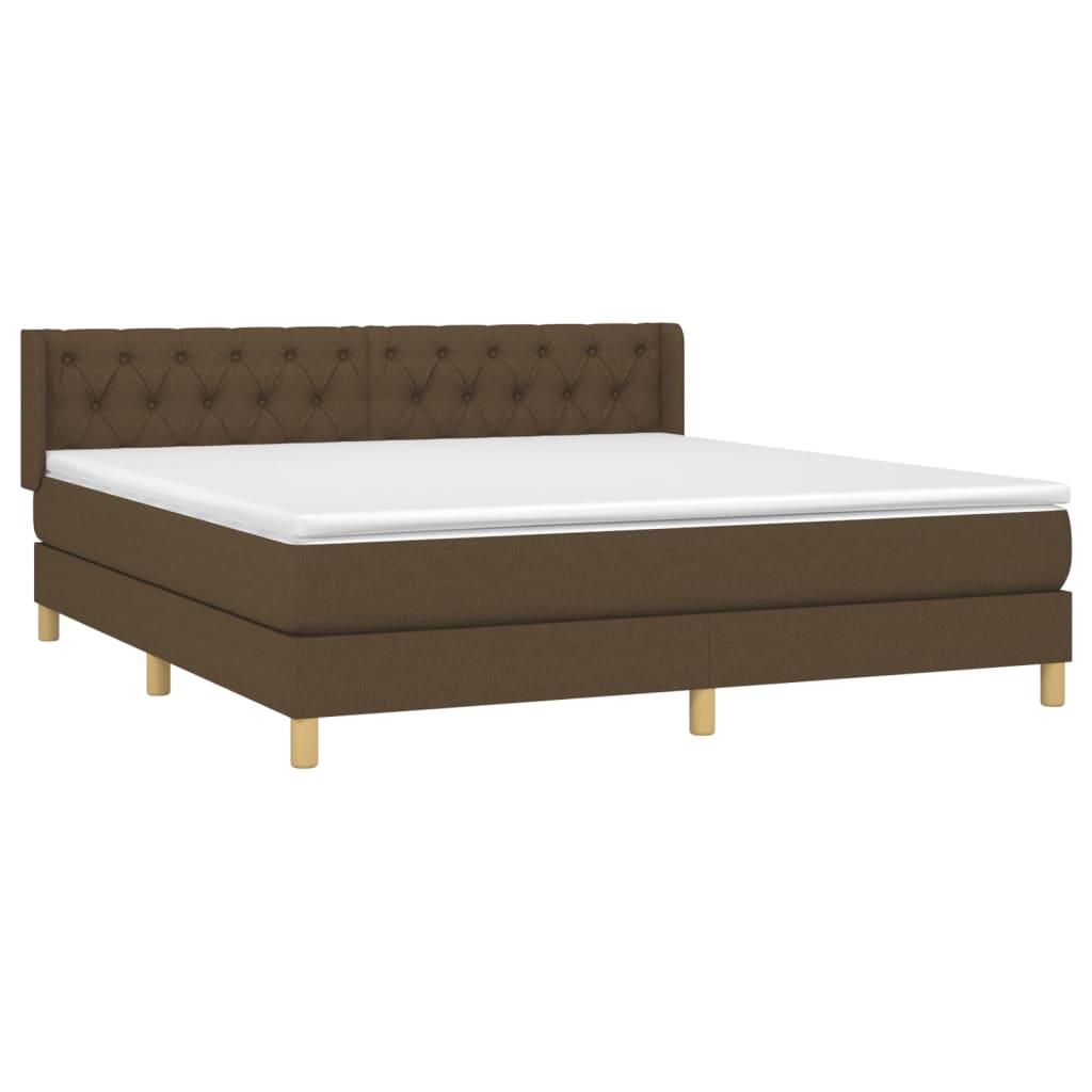 Giroletto a Molle con Materasso Marrone Scuro 160x200cm Tessuto | homemem39