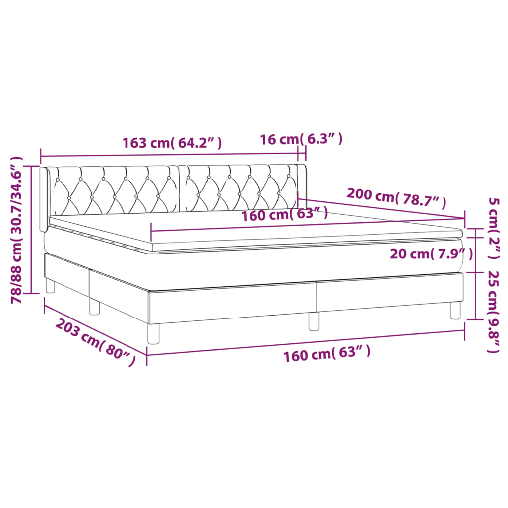 Giroletto a Molle con Materasso Tortora 160x200 cm in Tessuto | homemem39