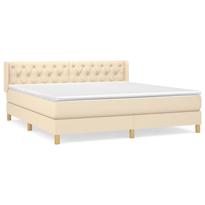 Giroletto a Molle con Materasso Crema 160x200 cm in Tessuto | homemem39